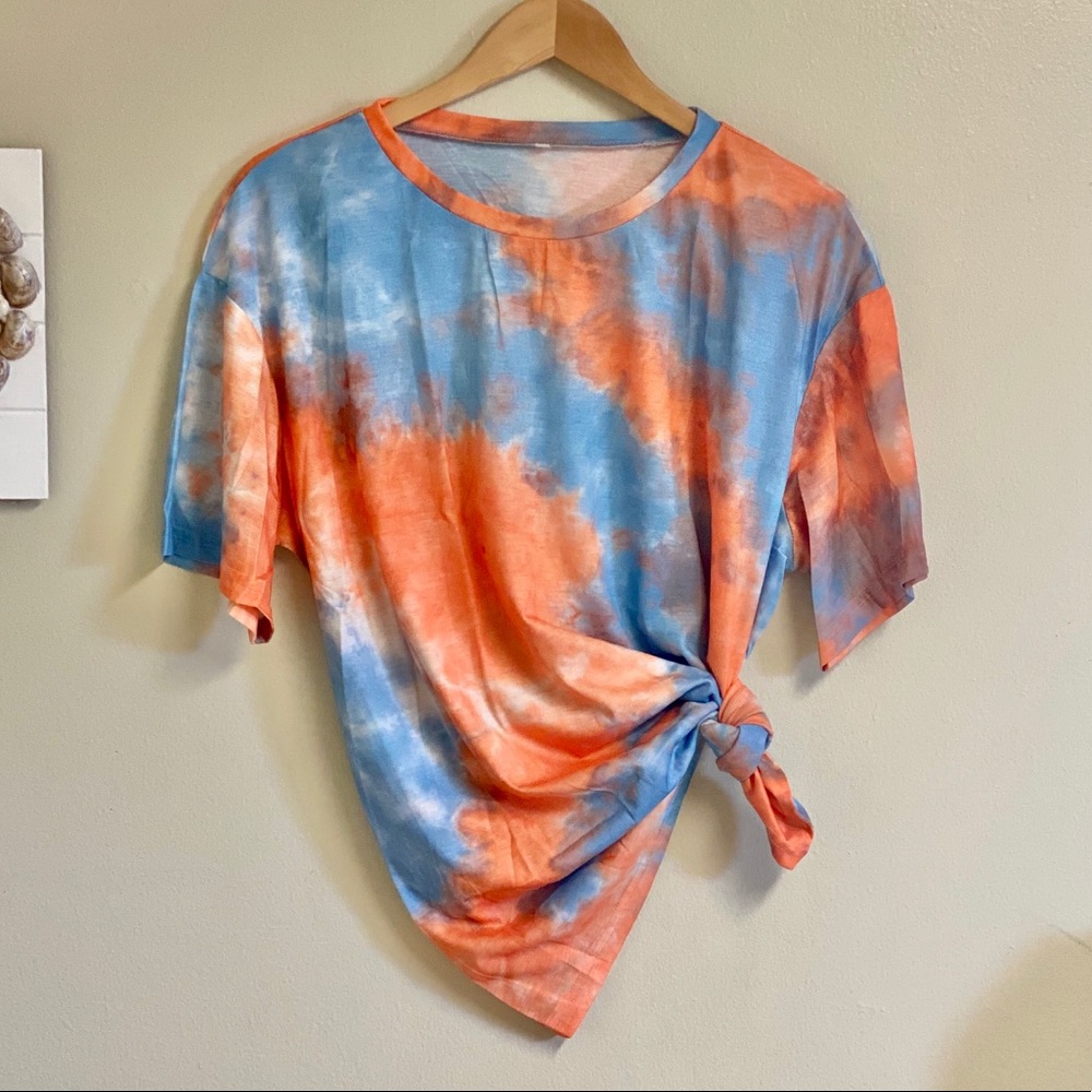 Over Sized Boho Drop Shoulder Tie Dye T-Shirt - Picture 5 of 7